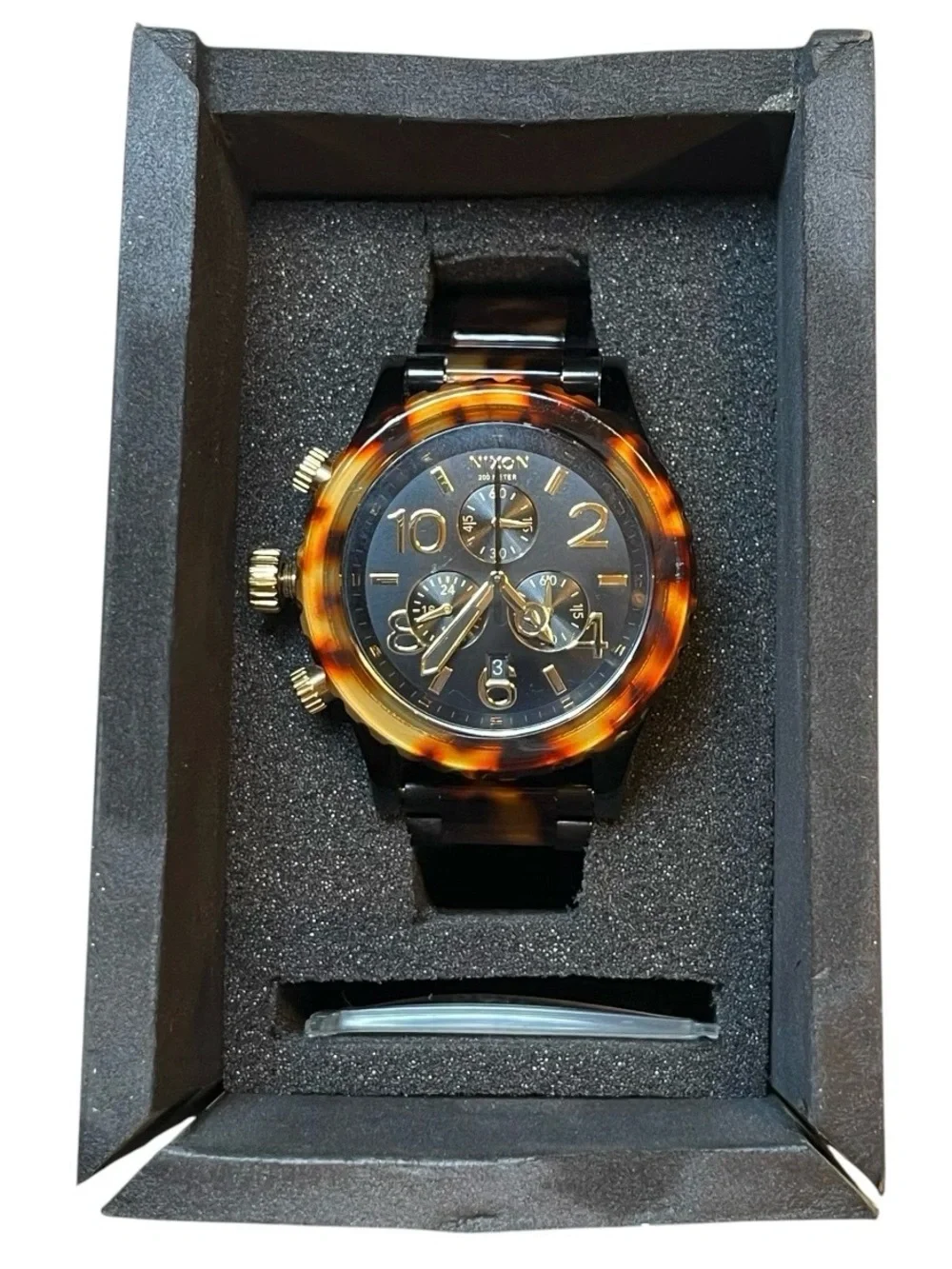 NIXON 42-20 CHRONO Tortoise Shell Quartz Mens Womens Watch - NIB - READ DESCRIPT